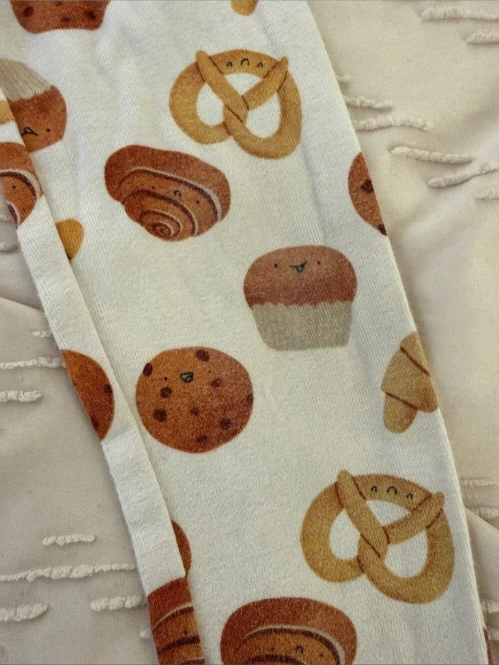 Old Navy White Kids Pajama Top with Brown & Yellow Bakery Print